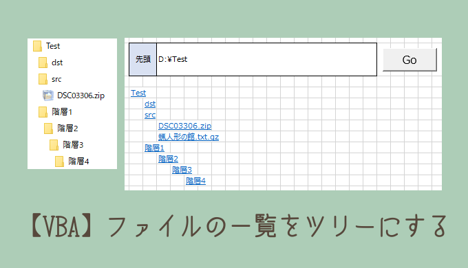 Vba フォルダとファイルをツリー表示にしてリンクも貼る 筆箱cpu